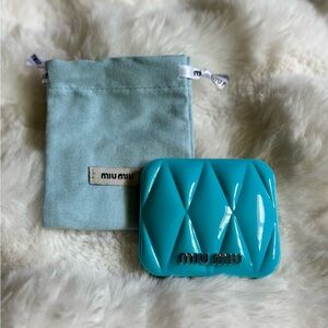 Miu Miu Turquoise Quilted Compact Mirror